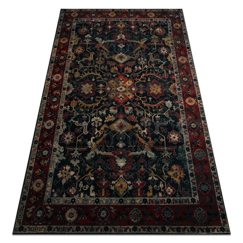 Dywan wełniany POLONIA VERANO Ornament, ramka navy 235x350 cm