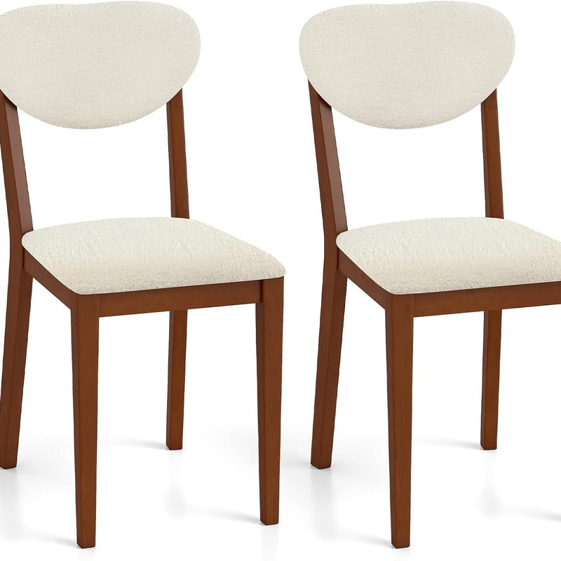 Zestaw 2 Krzeseł do Jadalni z Drewna, Krzesła Kuchenne, Nogi z Drewna Kauczukowego, Tapicerowane Siedzisko i Oparcie, Nośność 180 kg (Orzech)