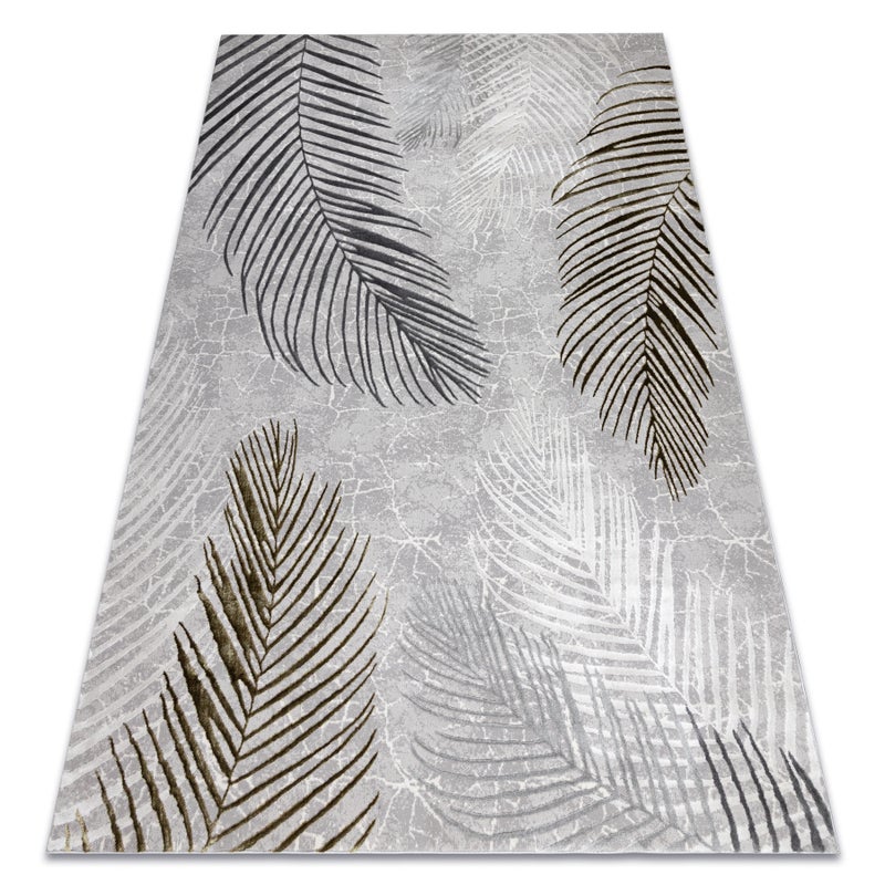 Dywan ALLURE 8752 Liście Palmy - Strukturalny, stylowy, glamour szary / złoty 240x330 cm