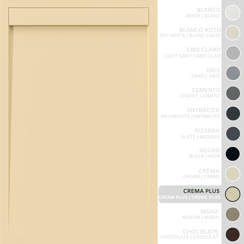 SOULHOME Brodzik prysznicowy– Żywica– Gel Coat– Gładka/Kamienna tekstura – Antypoślizgowy – intensywnie kremowy- 170x80- Niski 3cm– Minimalistyczny