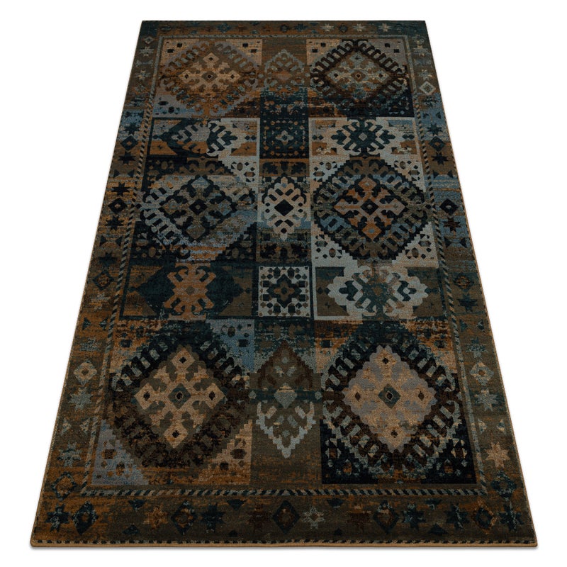 Dywan wełniany OMEGA AVAR Ramka, romby, orientalny - tabaka brązowy 170x235 cm