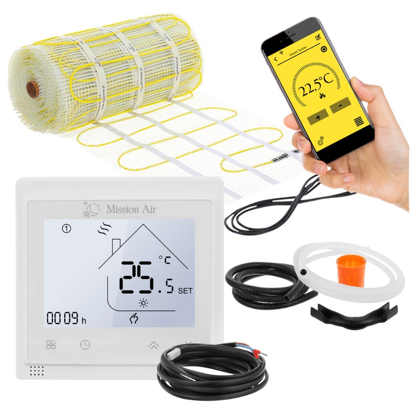 Zestaw mat grzewczych pod płytki MA-160 12m² + Libra Biały