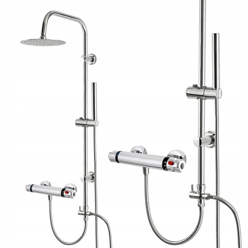ZESTAW PRYSZNICOWY Z BATERIĄ TERMOSTATYCZNĄ - METALOWĄ OKRĄGŁĄ DESZCZOWNICĄ