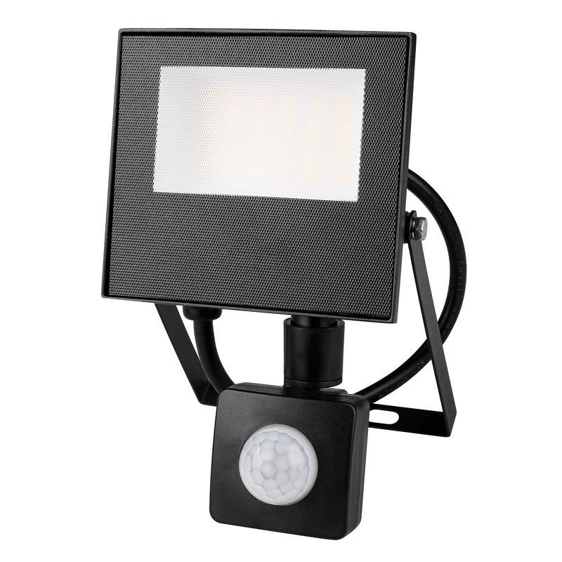 Naświetlacz LED z czujnikiem ruchu PIR Mola 20W 10,2x15,5cm IP65 neutralna biel 4500K halogen czarny XUDO
