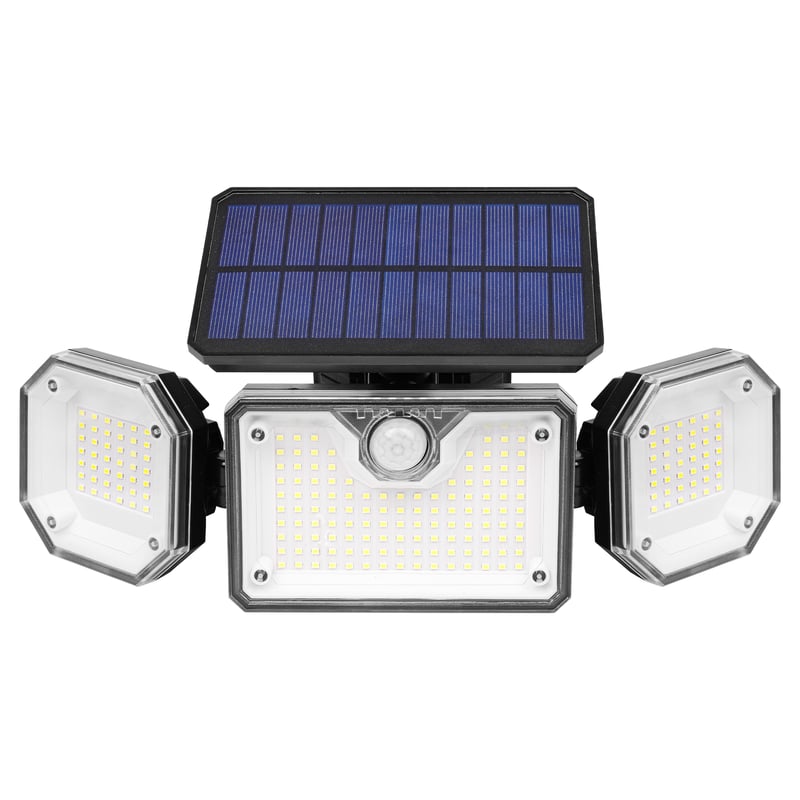 Naświetlacz solarny LED czujnik ruchu PIR 226xSMD 10W IP44 zimna biel 6000K z pilotem czarny MasterLED