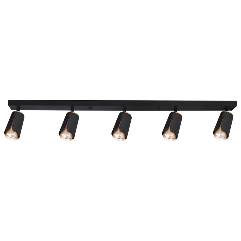 Lampa sufitowa kinkiet GU10 LED 5-punktowa ruchoma loft czarno-złota XUDO