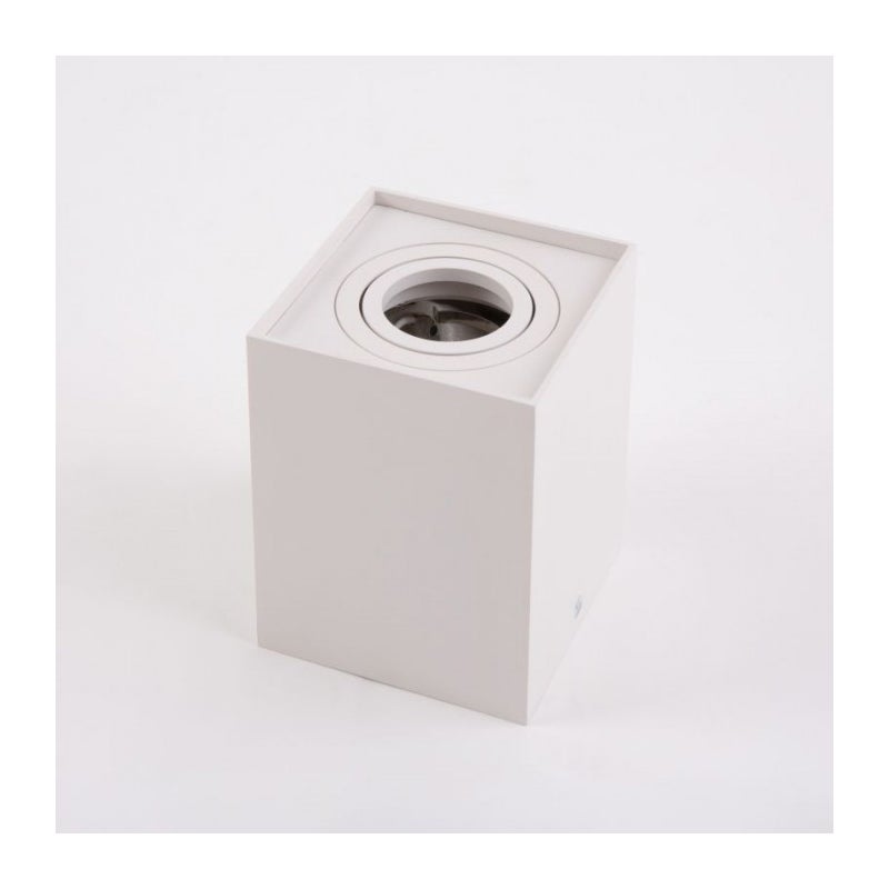 Reflektor sufitowy spot natynkowy Spot kwadratowy biały 1xGU10x35W wym: 12,5 x 9,6 x 9,6 cm aluminium Ecolight