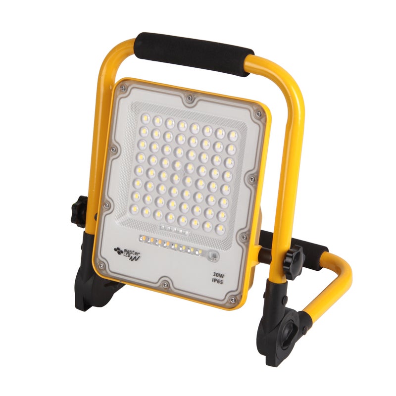 Naświetlacz LED SMD Siga 30W IP65 4500K neutralna biel przenośny halogen akumulatorowy żółto-czarny MasterLED