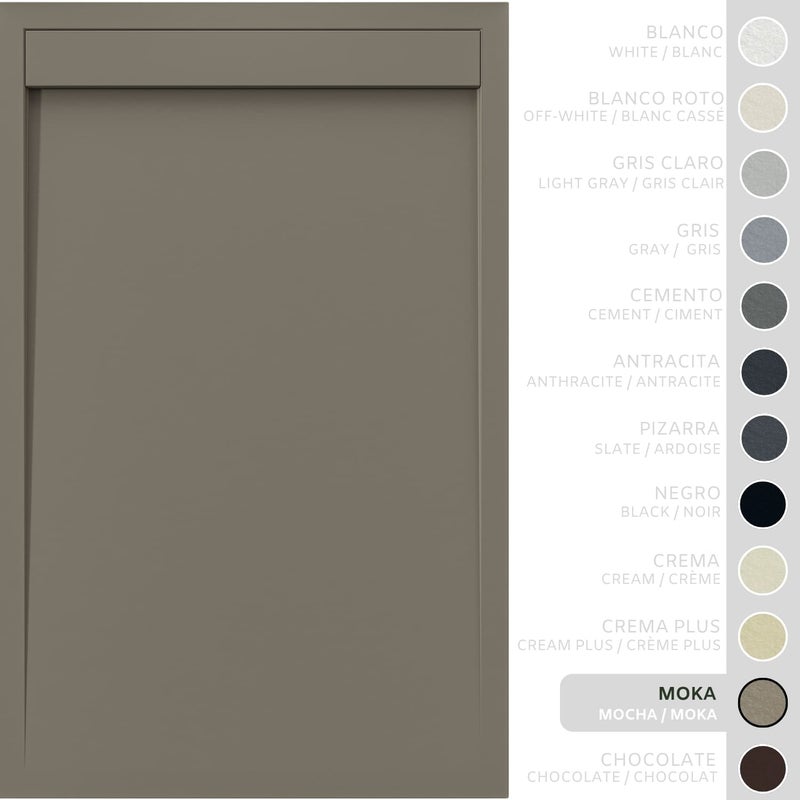 SOULHOME Brodzik prysznicowy– Żywica– Gel Coat– Gładka/Kamienna tekstura – Antypoślizgowy – Moka- 140x90- Niski 3cm– Minimalistyczny