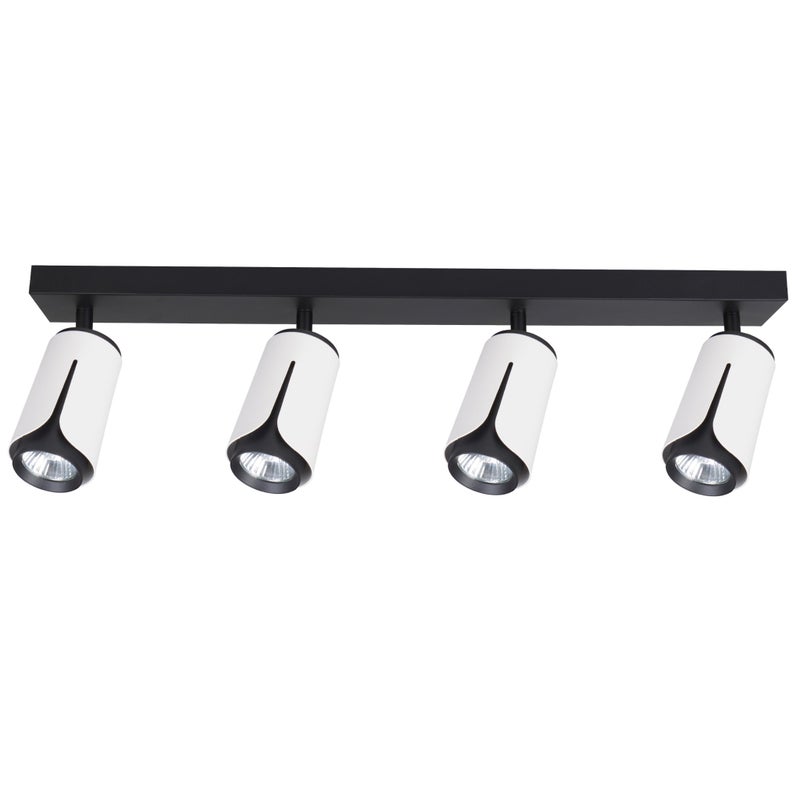 Lampa sufitowa kinkiet GU10 LED 4-punktowa ruchoma loft biało-czarna XUDO