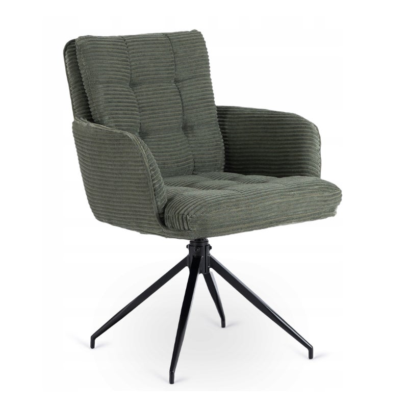 Krzesło Obrotowe Kubełkowe Tapicerowane Do Jadalni Sztruks Zielony AKITA