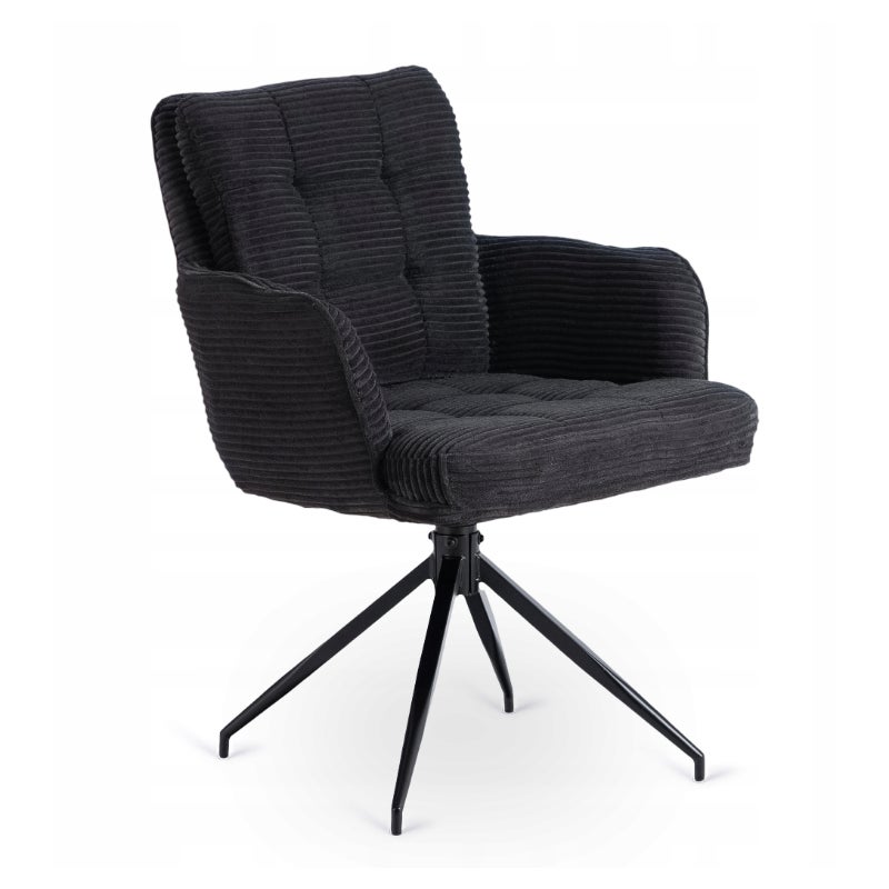 Krzesło Obrotowe Kubełkowe Tapicerowane Do Jadalni Sztruks Czarny AKIT