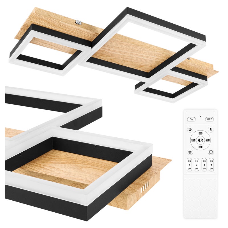 Żyrandol LED Galaxis Livia 74x40 cm 70W lampa sufitowa z pilotem drewno czarny MasterLED