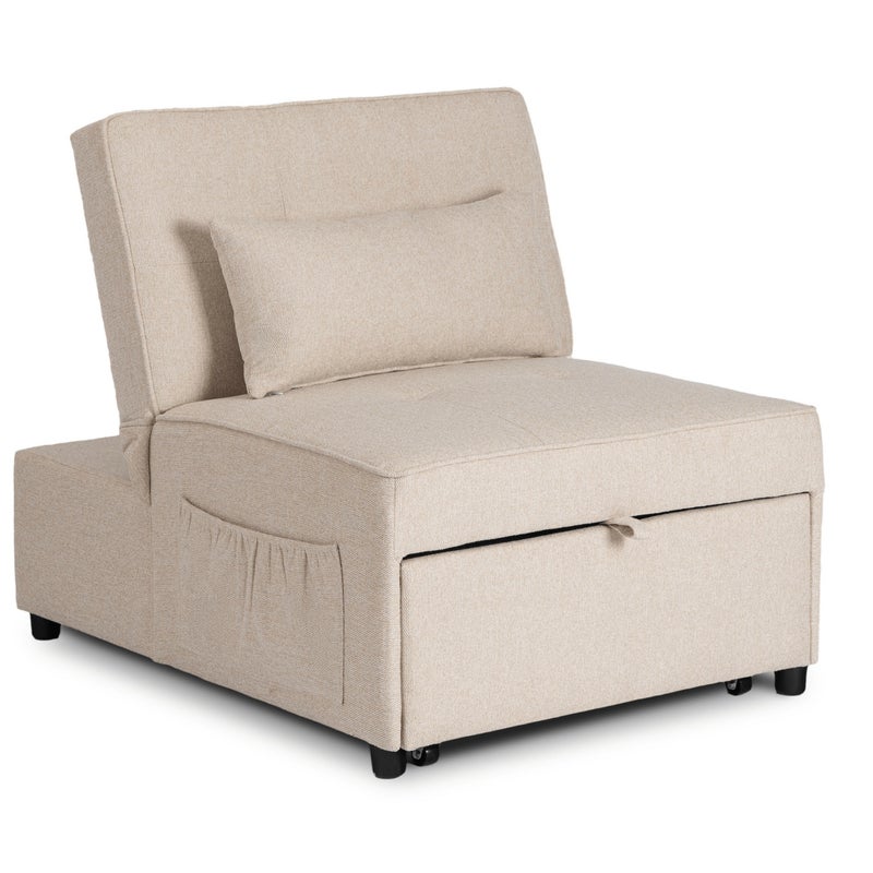 Amerykanka Fotel Rozkładany Sofa Kanapa Do Spania Komfortowy Beżowy IBERIS