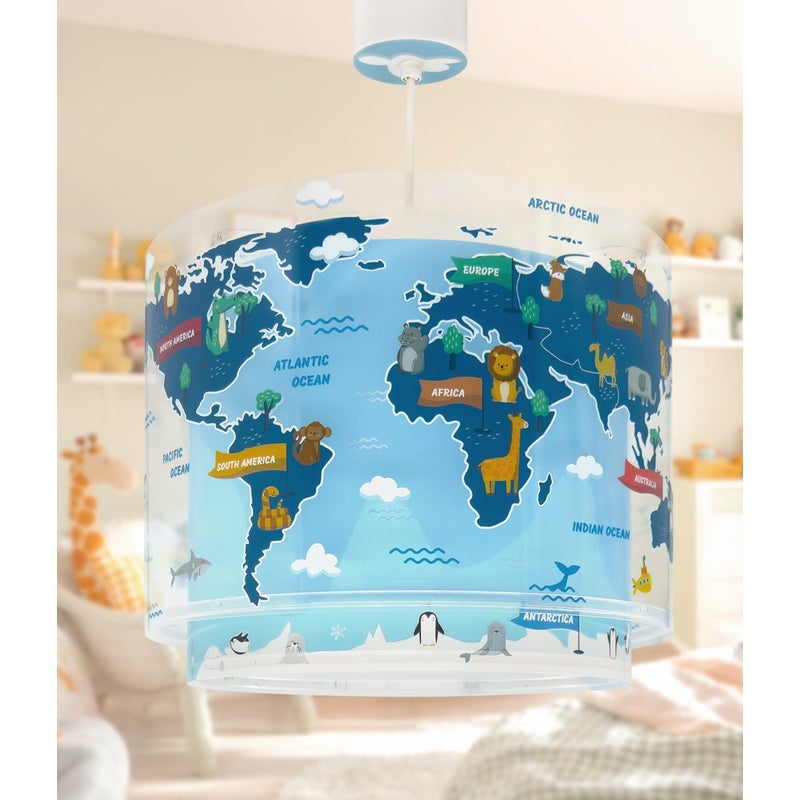 Lampa sufitowa Kids World mapa świata dla dzieci