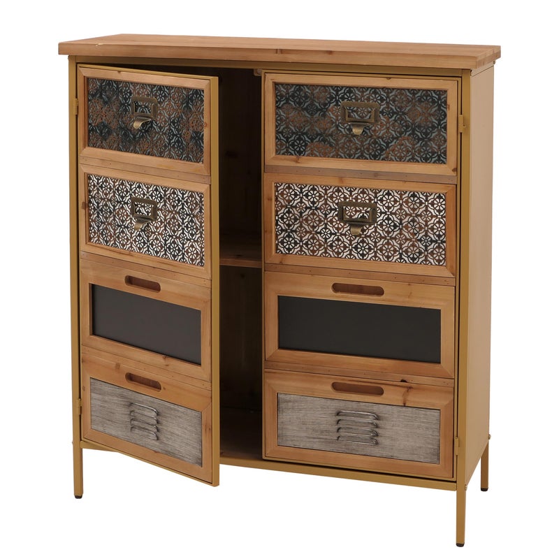 Komoda aptekarska HWC-O79, szafka Highboard z przegródkami, styl vintage shabby chic 94x80x35 cm, niebieska