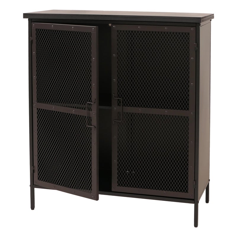 Komoda aptekarska HWC-O79, szafka Highboard z schowkami, styl vintage shabby chic 94x80x35cm, metalowy wygląd