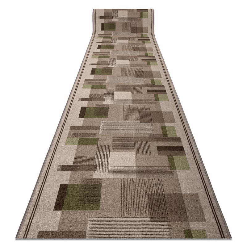 CHODNIK podgumowany LISTRA Geometryczny, antypoślizgowy beż 80cm 80x570 cm