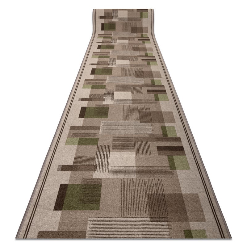 CHODNIK podgumowany LISTRA Geometryczny, antypoślizgowy beż 80cm 80x440 cm