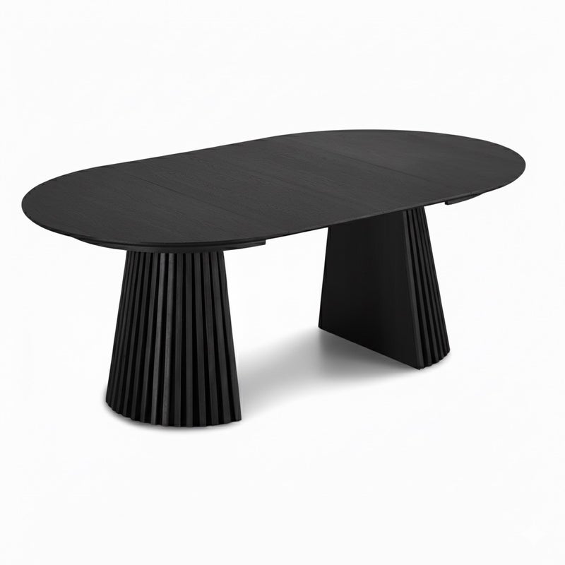 Tokyo stół do jadalni zawiera 2 dodatkowe blaty ø120x120-160-200cm czarny dąb fornir.