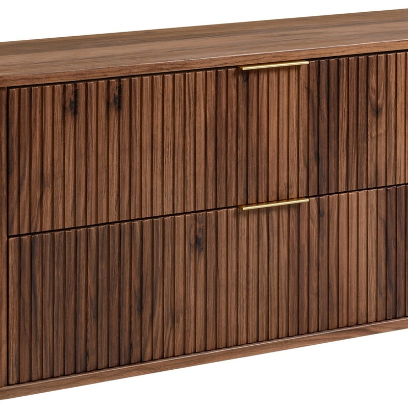 Szafka łazienkowa GLAMOUR 120 cm ORZECH wisząca ryflowana 2 szuflady SOFT CLOSE