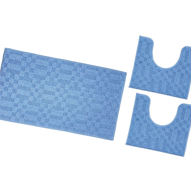 Dywanik łazienkowy 3D Miękki Chłonny Antypoślizgowy Zmywalny Dywanik Nocny Zestaw 3-Częściowy Jasnoniebieski