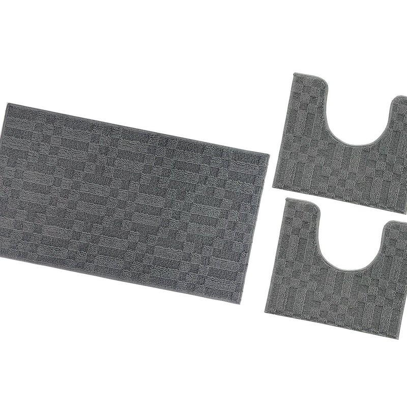 Dywanik łazienkowy 3D Miękki Chłonny Antypoślizgowy Zmywalny Dywanik Nocny Zestaw 3-Częściowy Antracytowy