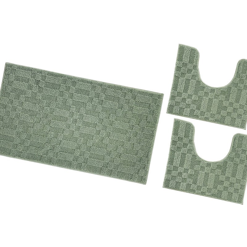 Dywanik łazienkowy 3D Miękki Chłonny Antypoślizgowy Zmywalny Dywanik Nocny Zestaw 3-Częściowy Zielony