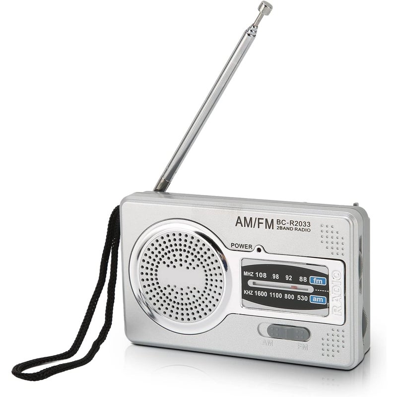 Radio przenośne, tranzystorowe AM/FM z odbiorem dalekiego zasięgu, radio z głośnikiem i gniazdem słuchawkowym