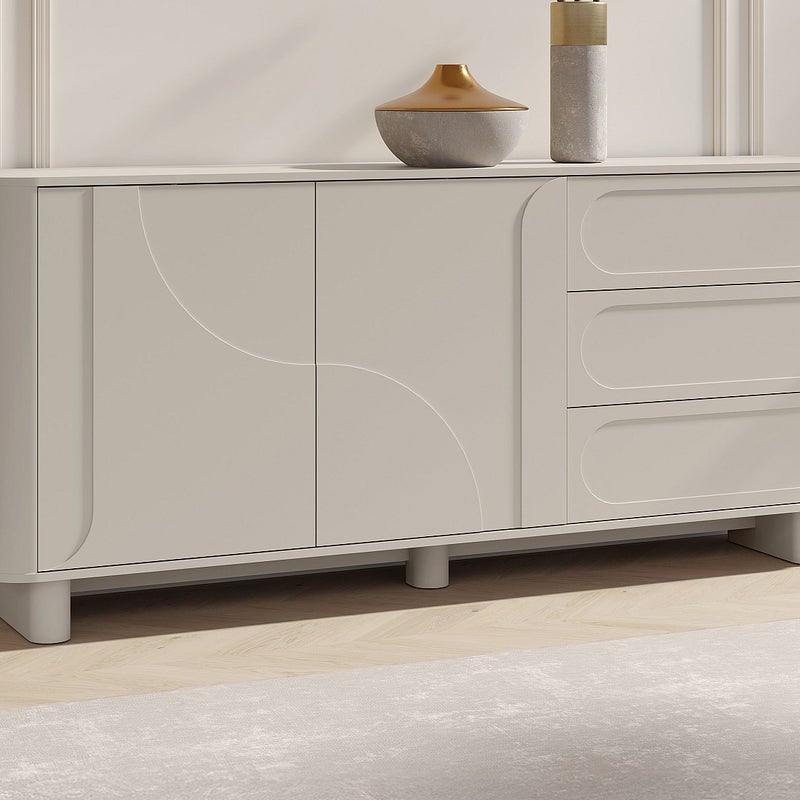 Kredens 2-drzwiowy i 3 szufladami - Beżowy - DIGARA