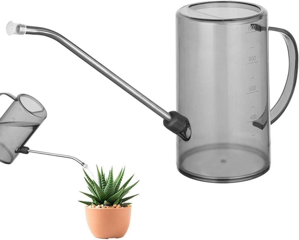 Konewka plastikowa z długim dzióbkiem o pojemności 35 uncji/1 l – miniaturowa konewka ogrodowa do roślin domowych i ogrodowych, sukulentów i kwiatów (