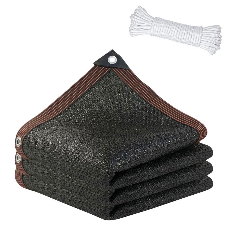 Siatka zacieniająca z przelotkami – 3 m x 4 m – siatka odporna na promieniowanie UV do roślin ogrodowych, parasol ogrodowy – z liną 4 m – czarna