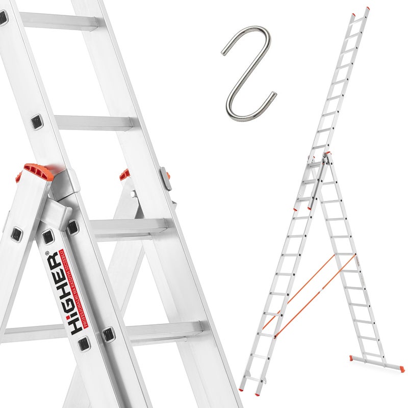 Drabina aluminiowa 3x15 HIGHER 150kg wielofunkcyjna PROFESJONALNA