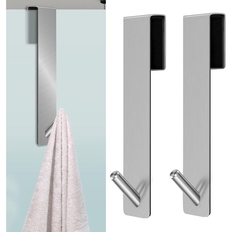 haczyki do drzwi prysznicowych, wieszak na ręczniki z warstwą pianki, haczyki do drzwi (17,5 cm/srebrne)