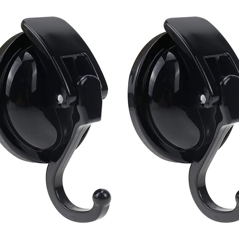 Haczyk z przyssawką, 2 sztuki, do łazienki, do ręczników kuchennych, bez wiercenia, czarny, mocny, z przyssawką, do ręczników