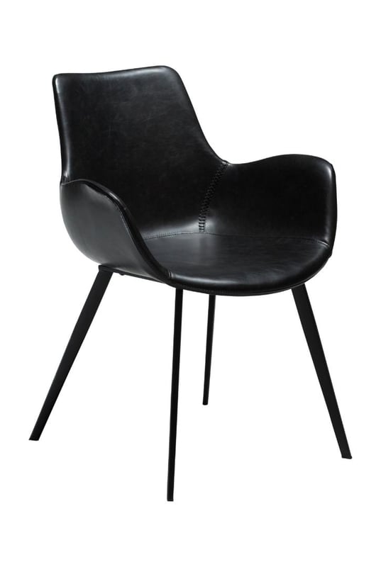 Hype Dan-Form krzesło stołowe z podłokietnikami PU skóra sztuczna czarny.