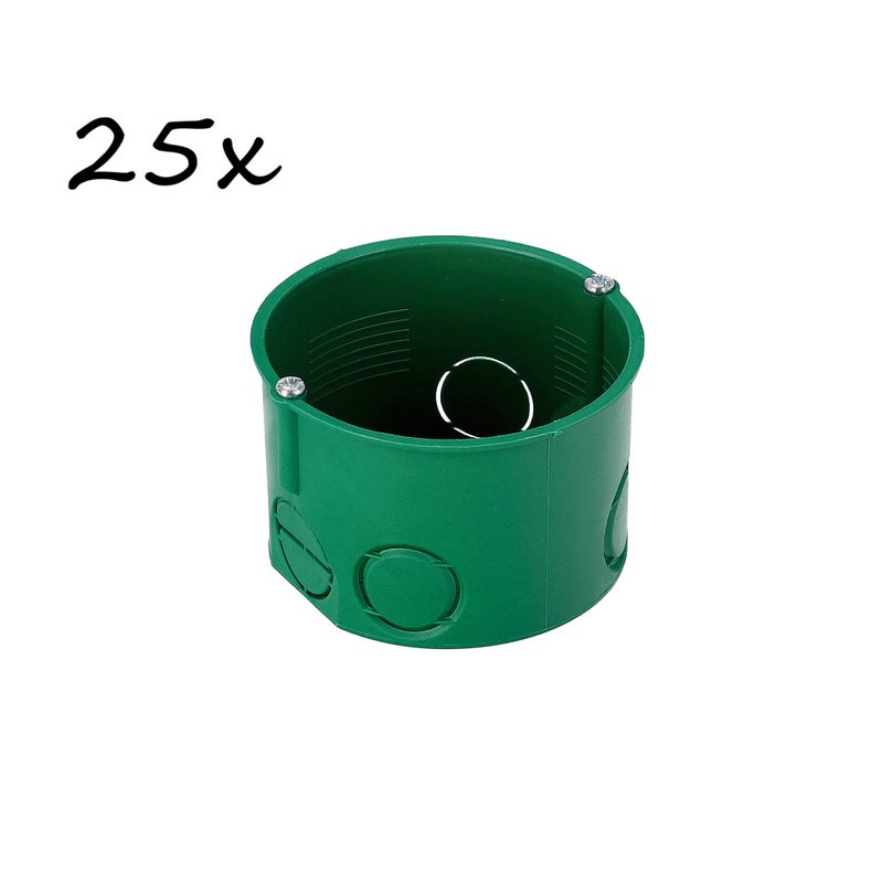 Puszka podtynkowa końcowa fi 60 płytka z wkrętami zielona EDO 25szt.