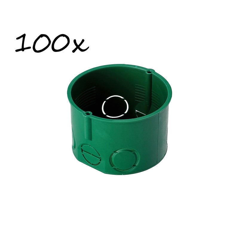 Puszka podtynkowa końcowa fi 60 płytka bez wkrętów zielona EDO 100szt.