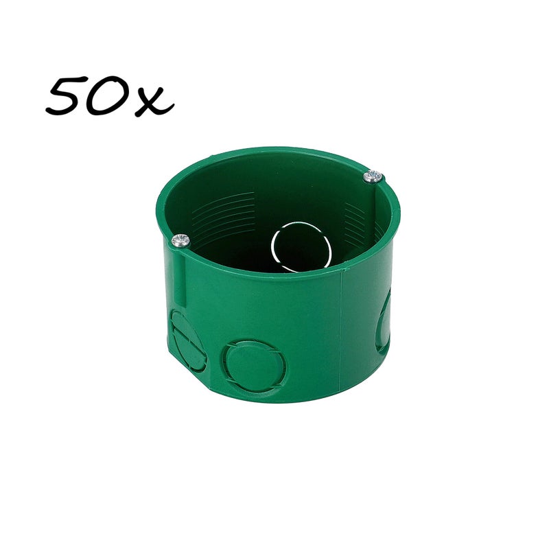 Puszka podtynkowa końcowa fi 60 płytka z wkrętami zielona EDO 50szt.