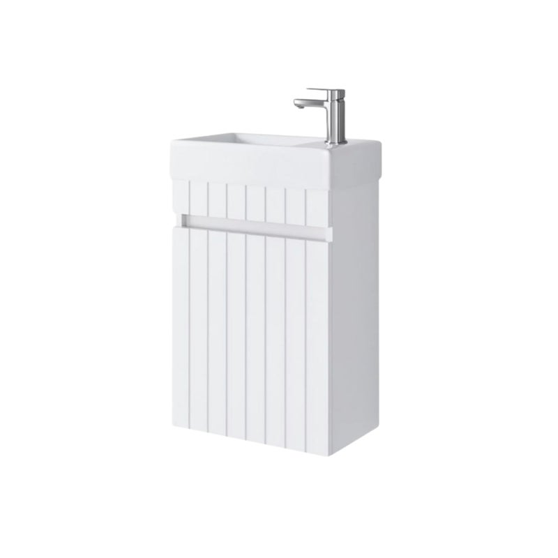 Zestaw szafka łazienkowa z umywalką ceramiczną Uptrend Miseno 40 cm, drzwi, wisząca, biały mat 1 kpl.