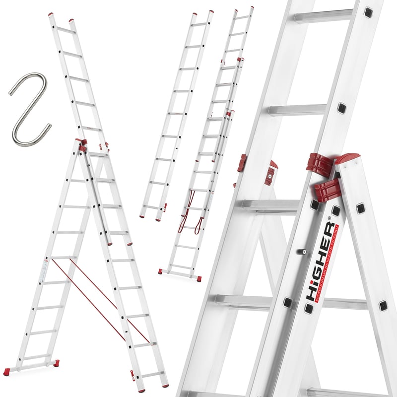 Drabina aluminiowa wielofunkcyjna 3x9 uniwersalna MOCNA PRO 150kg