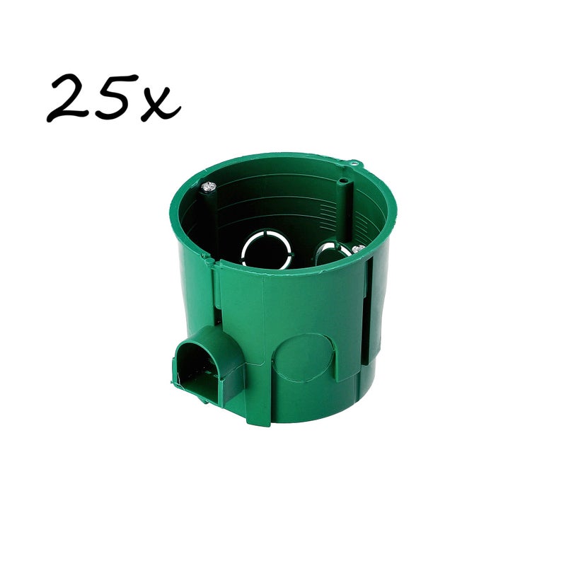 Puszka podtynkowa łączeniowa fi 60 głęboka z wkrętami zielona EDO 25szt.