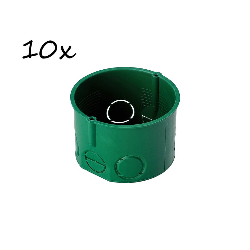 Puszka podtynkowa końcowa fi 60 płytka bez wkrętów zielona EDO 10szt.