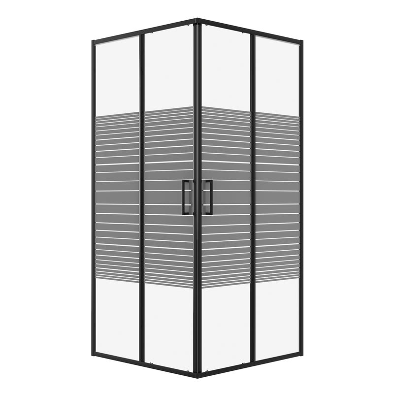 Kabina prysznicowa SCABRA kwadratowa 70x70cm czarna z pasami SEVANTE