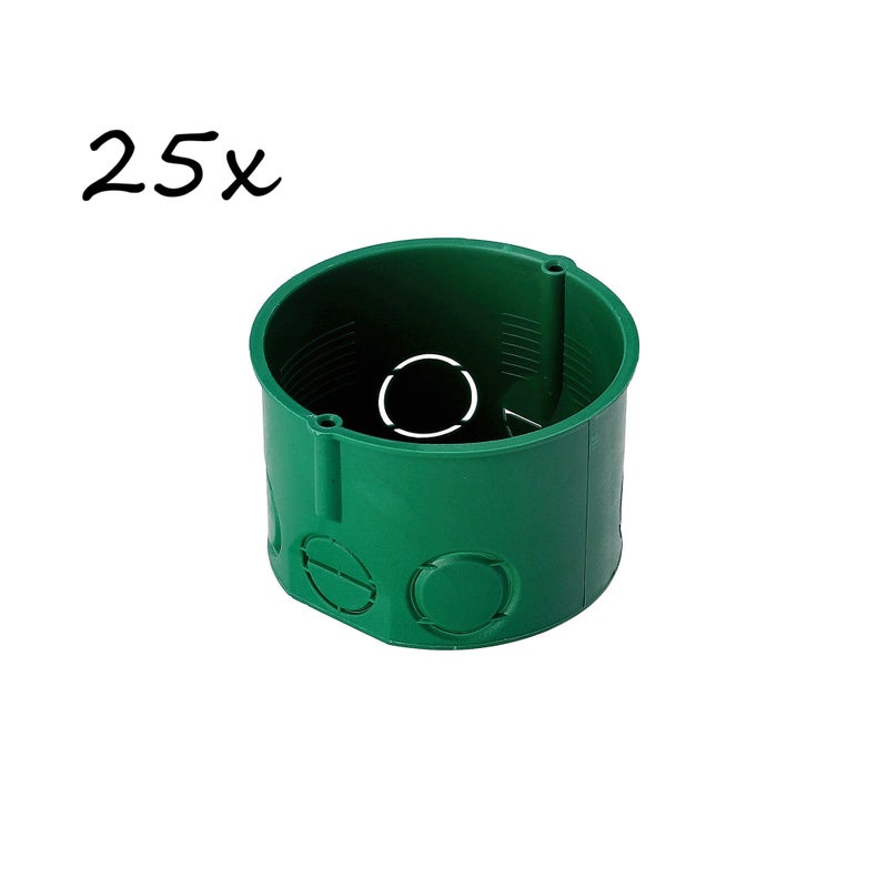 Puszka podtynkowa końcowa fi 60 płytka bez wkrętów zielona EDO 25szt.