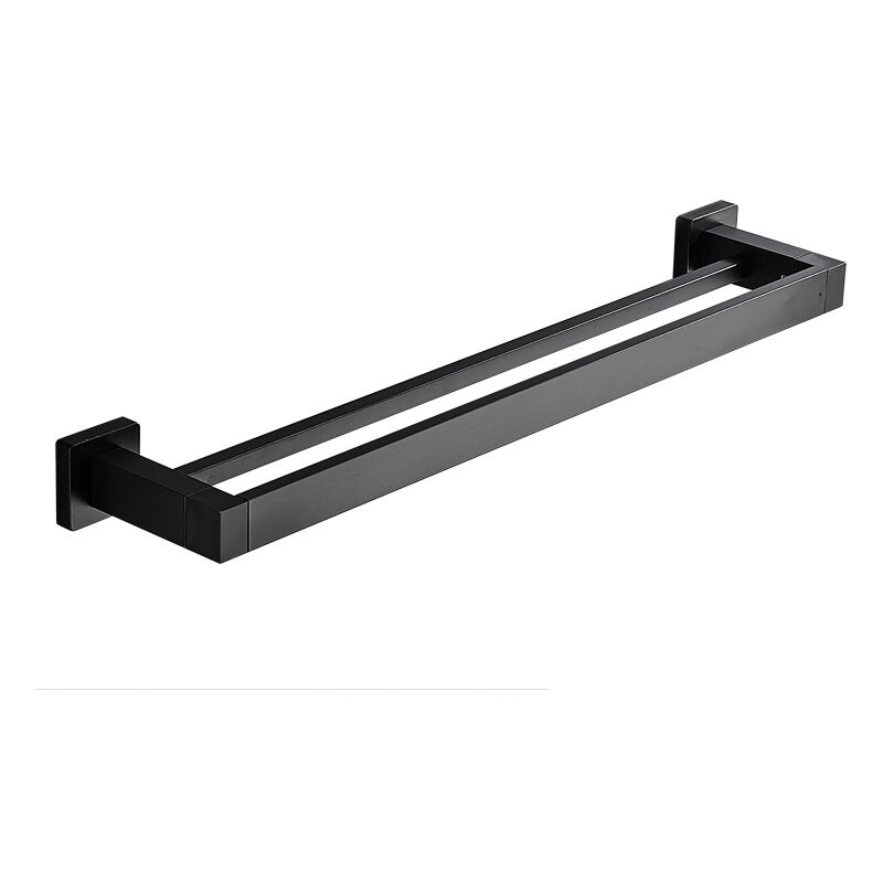 Podwójny wieszak na ręczniki łazienkowe, 40 cm, czarny, samoprzylepny, montowany na ścianie, bez wiercenia