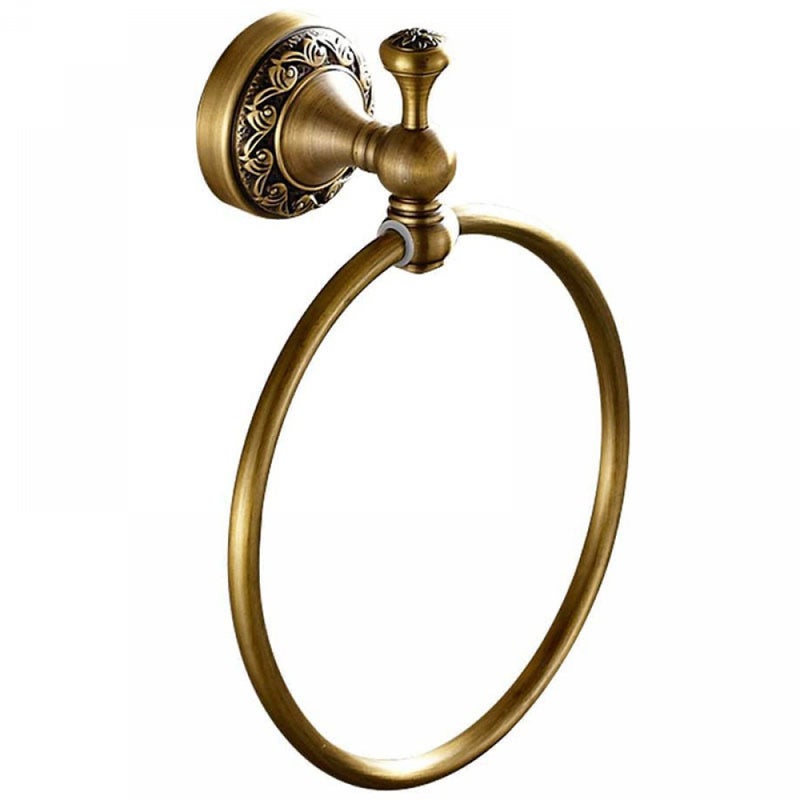 Mosiężny uchwyt na ręczniki, zabytkowy okrągły uchwyt na ręczniki, ścienny wieszak na ręczniki, akcesoria łazienkowe, klasyczna falista podstawa