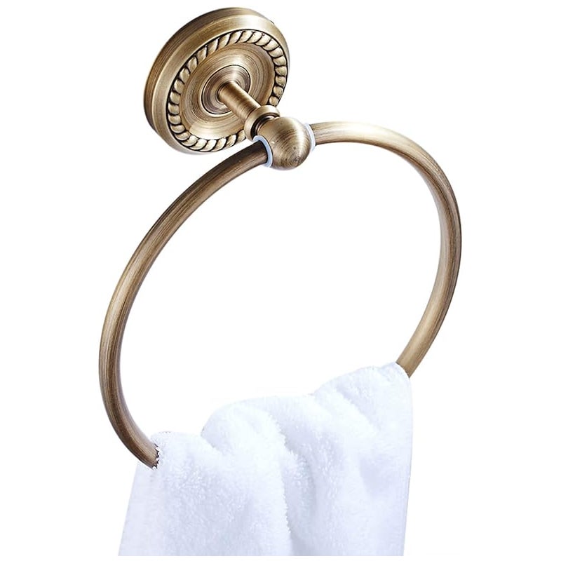 Antyczny wieszak na ręczniki, retro mosiężny wieszak na ręczniki, zabytkowy wieszak na ręczniki z wierceniem