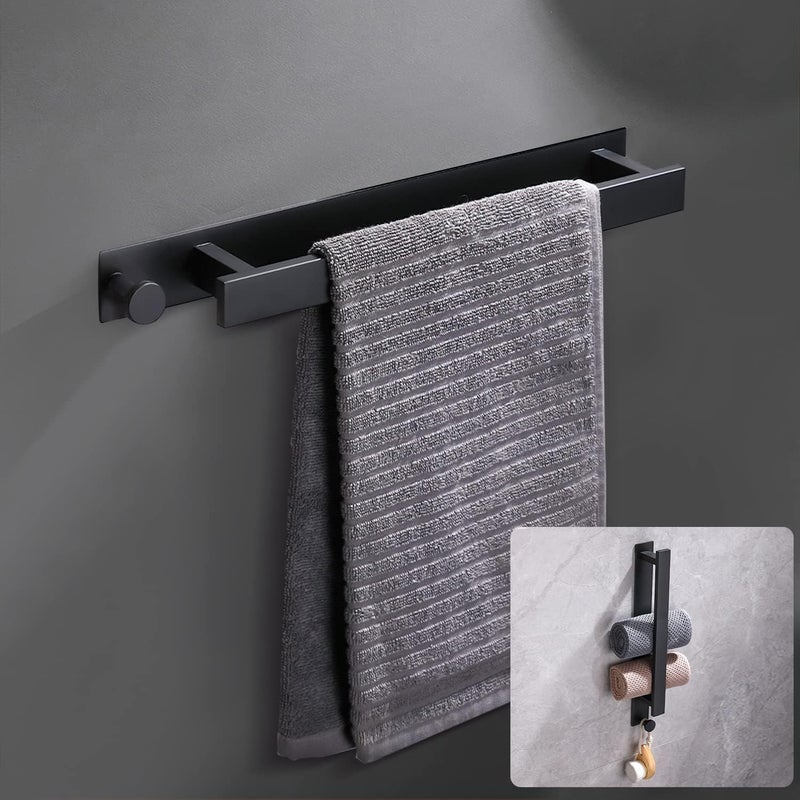 Samoprzylepny wieszak na ręczniki ze stali nierdzewnej montowany na ścianie – nie wymaga wiercenia – 40 cm z haczykiem – do łazienki i kuchni