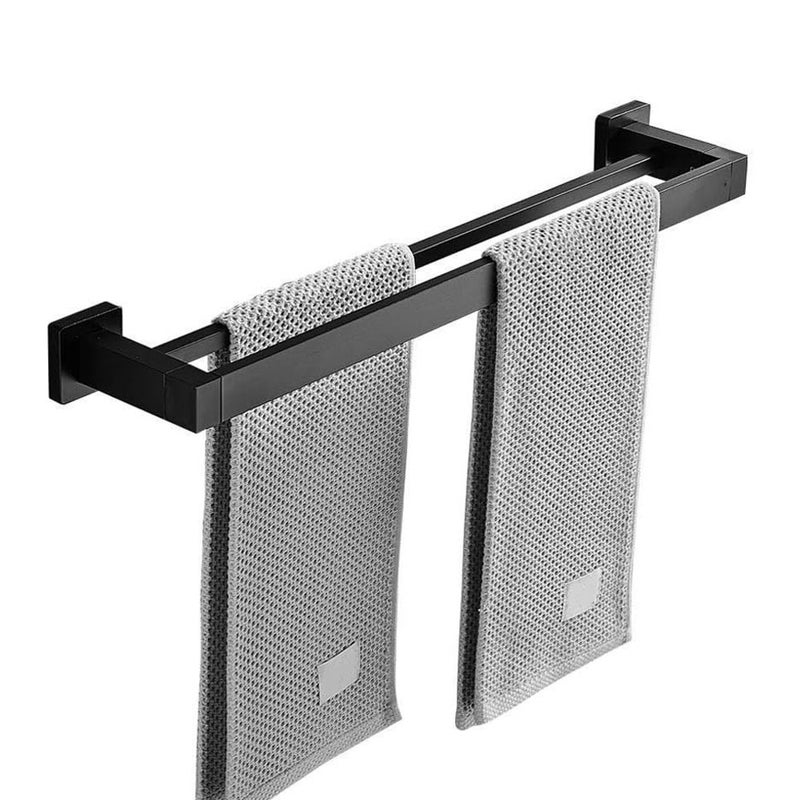 50 cm matowy czarny wieszak na ręczniki podwójny wieszak ścienny ze stali nierdzewnej 2 drążki półka łazienkowa akcesoria łazienkowe
